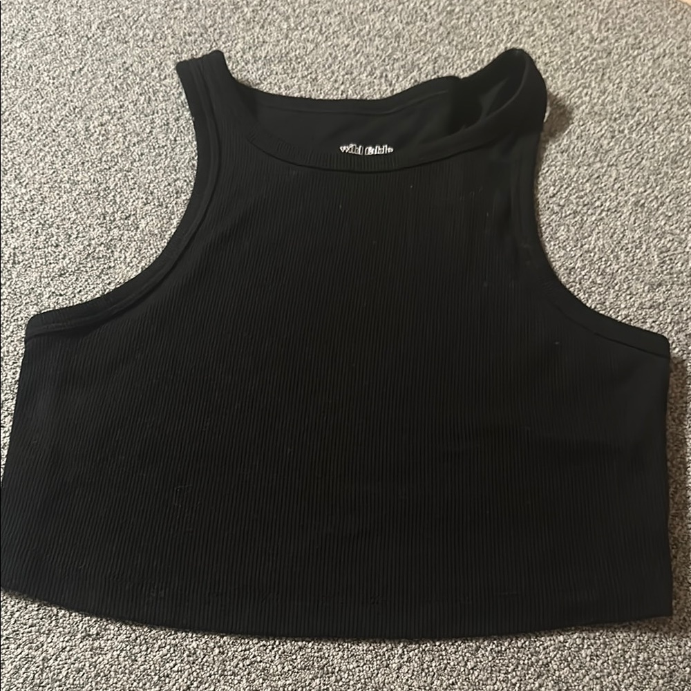 Black Ribbed Crop Top